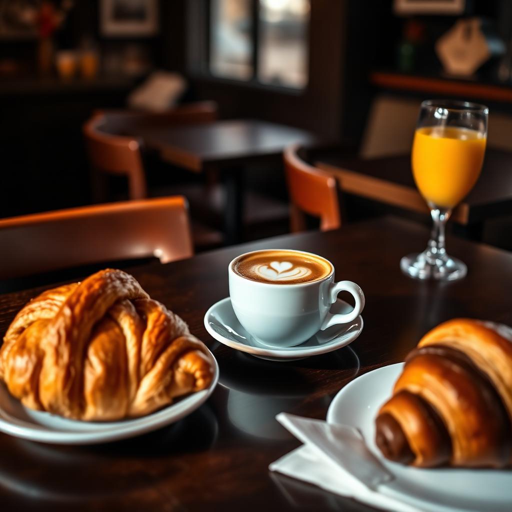 Café et croissants du matin